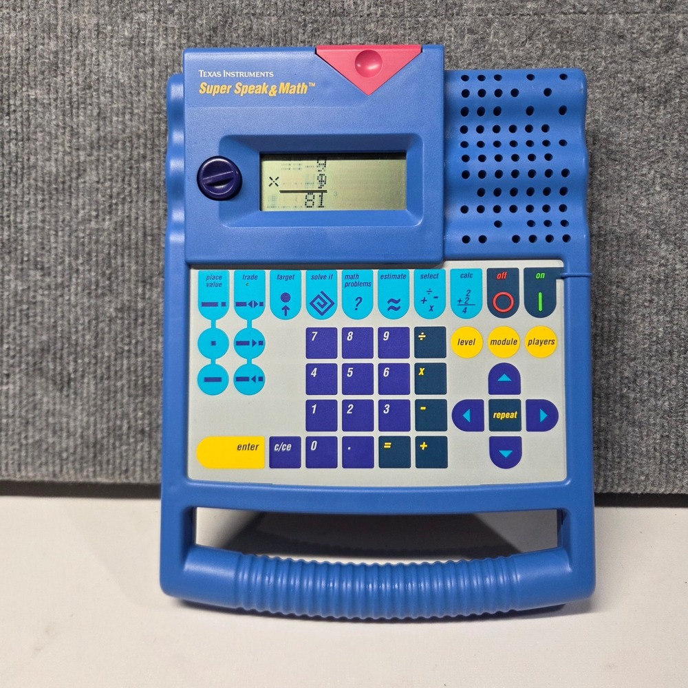 Vintage 1990 Texas Instruments Super Speak & Math Electronic Learning Toy Blue